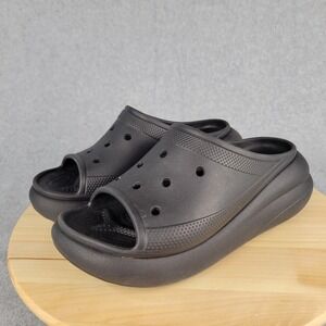 CROCS Classic Crush Slides Mens 8 Womens 10 Black‎ Platform 208731-001